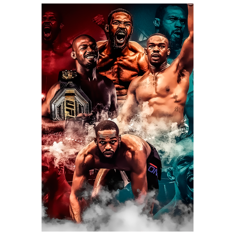 Jon Jones UFC Efsanesi Kolaj Retro Stil Ahşap Tablo