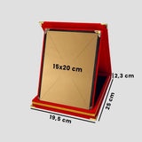 Kırmızı Kadife Kutulu Altın Metal Plakalı Lüks Plaket - Büyük Boy 15x20 cm