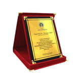 Kırmızı Kadife Masa Üstü Albüm Plaket Altın Metal Levhalı - Küçük Boy 9x12 cm