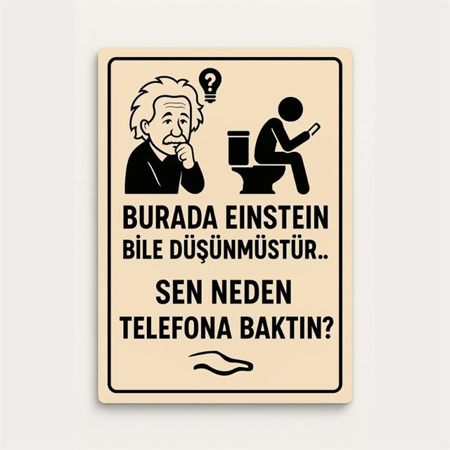 Komik WC Levhası - Einstein Bile Burada Düşündü
