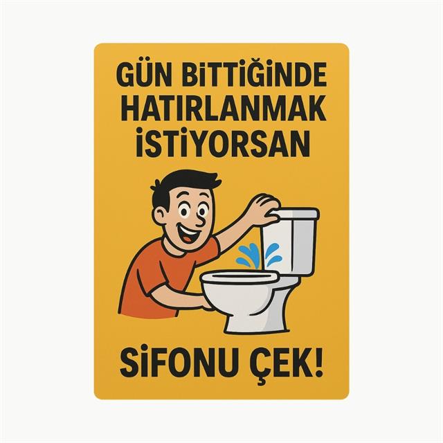 Komik WC Levhası - Sifonu Çekmeyi Unutma!