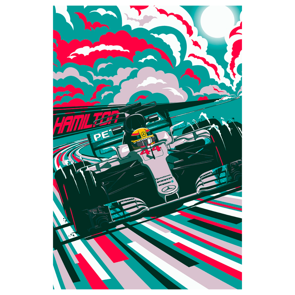 Lewis Hamilton Formula 1 Çizgi Roman Stil Retro Ahşap Tablo