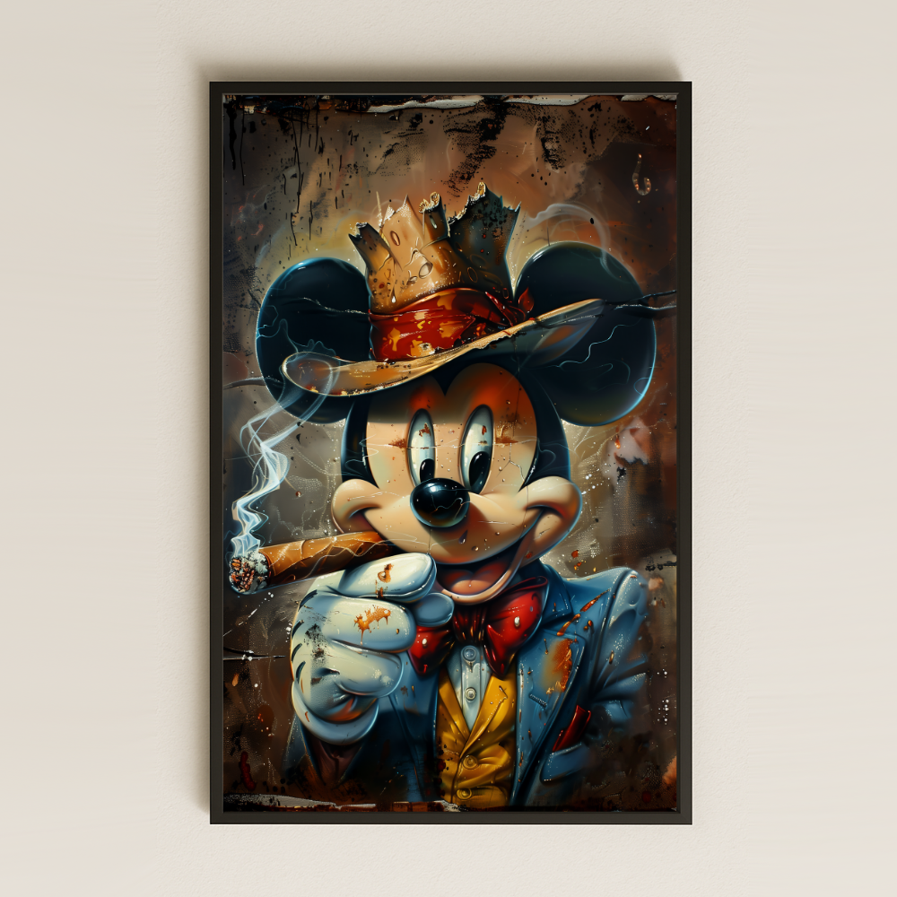 Mafya Tarzı Mickey Karakterli Şeffaf Pleksi Tablo