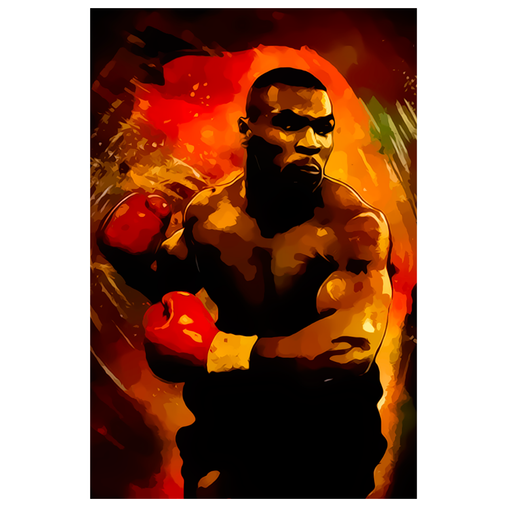 Mike Tyson Alevli Stil Retro Ahşap Tablo
