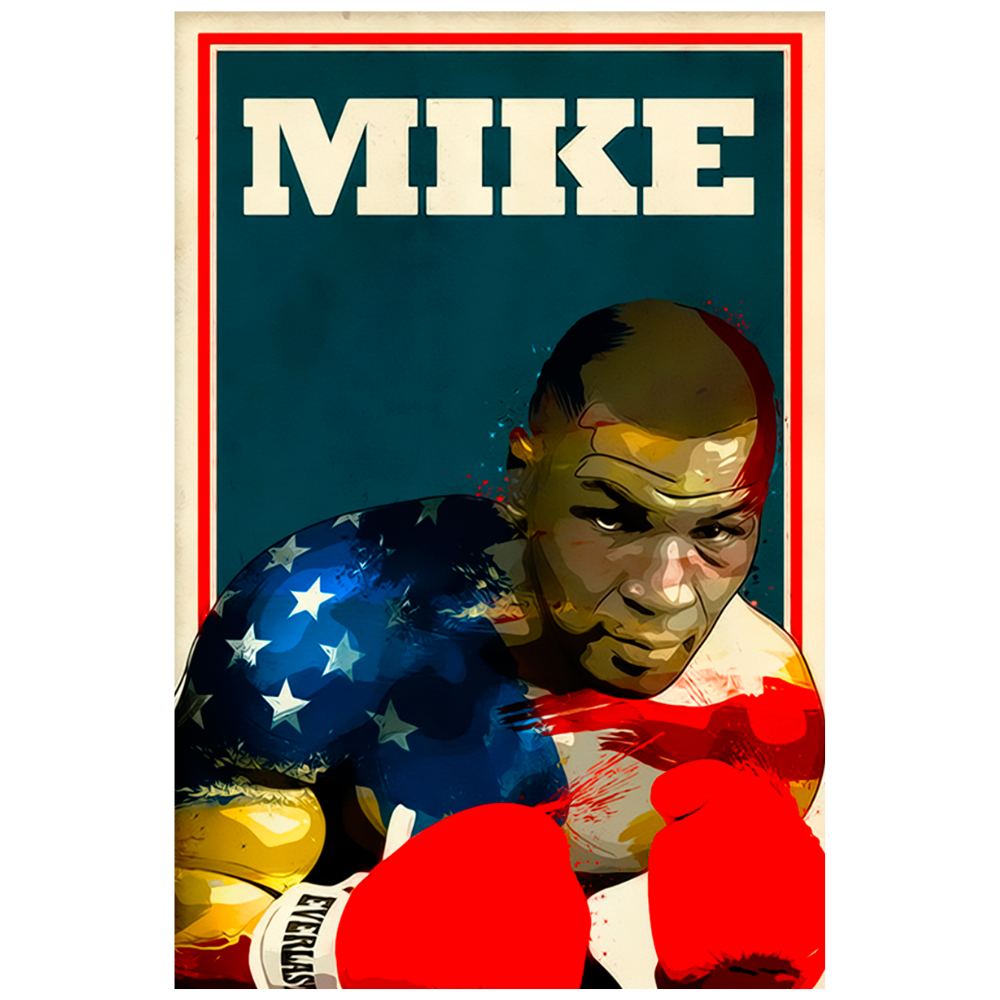 Mike Tyson Amerikan Temalı Retro Afiş Stil Ahşap Tablo