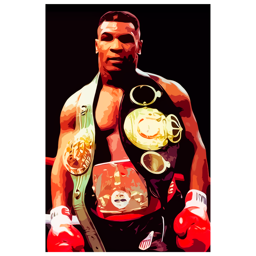 Mike Tyson Kemerli Zafer Pozu Retro Ahşap Tablo