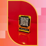 Mini Gold Ayna Pleksi QR Kod Masüstü Standı - 8x5 cm