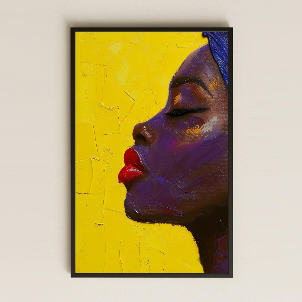 Minimal Stilize Afro Kadını Profili Şeffaf Pleksi Tablo