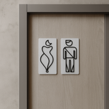 Modern Çizgisel Tasarımlı WC Kapı Panosu – Erkek & Kadın Seti