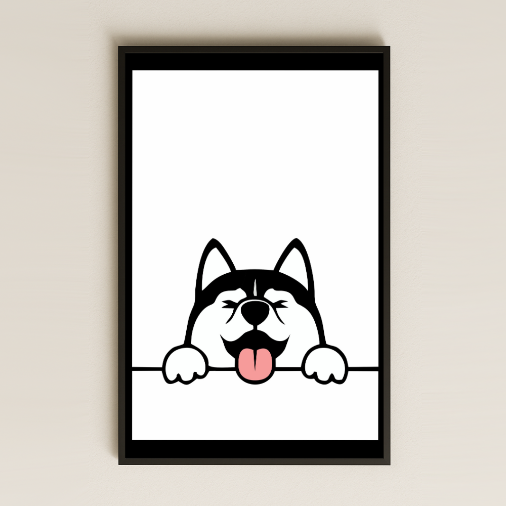 Neşeli Patili Köpek Minimal Tasarım Pleksi Tablo
