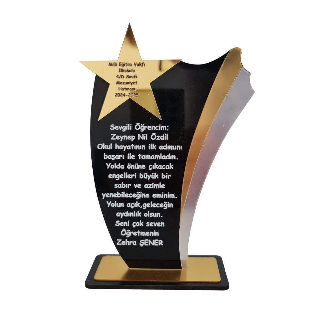Öğrenciye Özel Yıldız Plaket - Pleksi