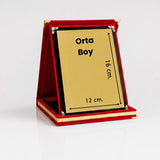 Kırmızı Kadife Masa Üstü Albüm Plaket Altın Metal Levhalı - Orta Boy 12x16 cm