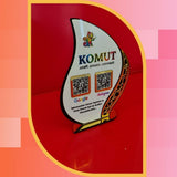 Özel Kesim Gold Aynalı Beyaz Pleksi 2'li QR Kod Standı