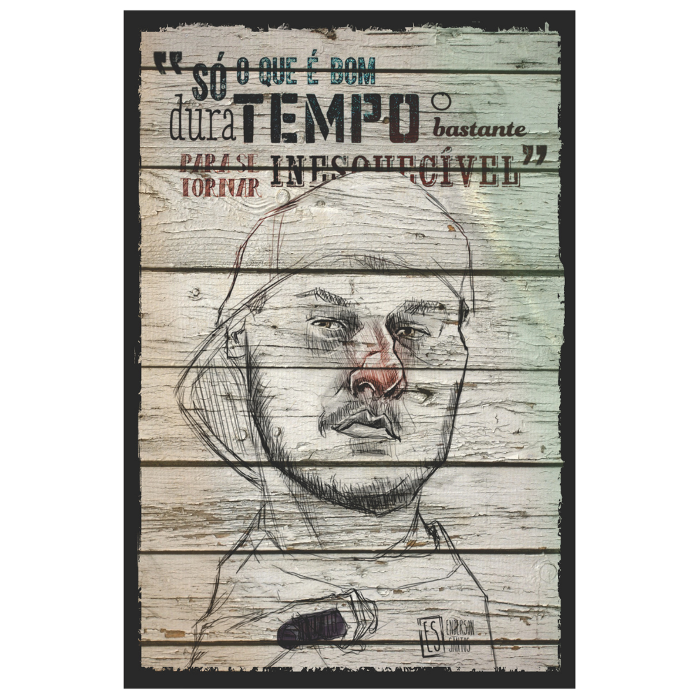Portre ve Mikrofon Temalı Ahşap Zemin Üzerine Sözlü Retro Tablo