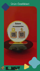 Gold Serisi Yuvarlak Çiftli QR Kod Panosu (Sosyal Medya & Ödeme)