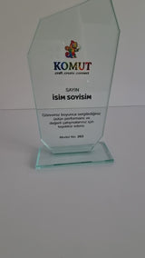 Geometrik Kesim Özel Tasarım UV Baskılı Kristal Plaket
