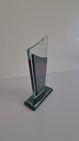 Kavisli Füme Detaylı Kristal Plaket – Model 301