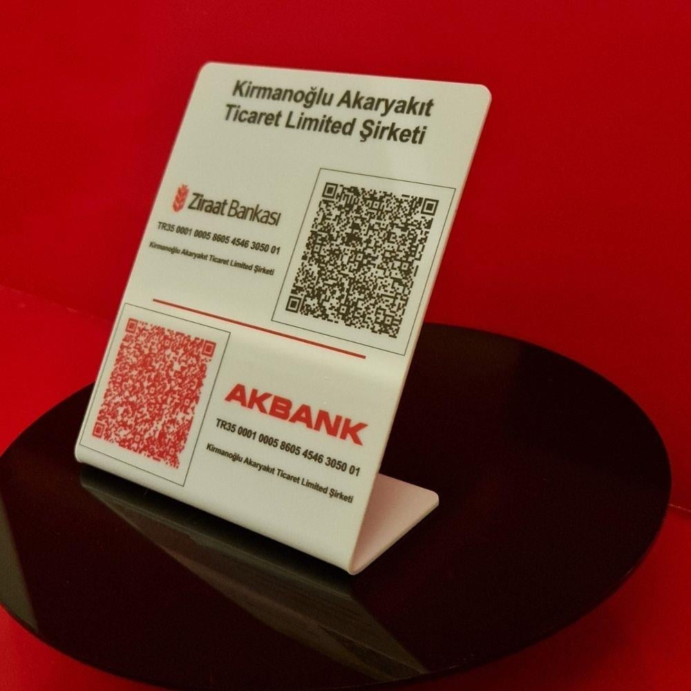 QR Kodlu IBAN ve Ödeme Panosu - Kişiselleştirilebilir Masaüstü Pleksi Levha
