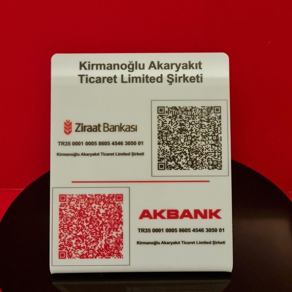 QR Kodlu IBAN ve Ödeme Panosu - Kişiselleştirilebilir Masaüstü Pleksi Levha