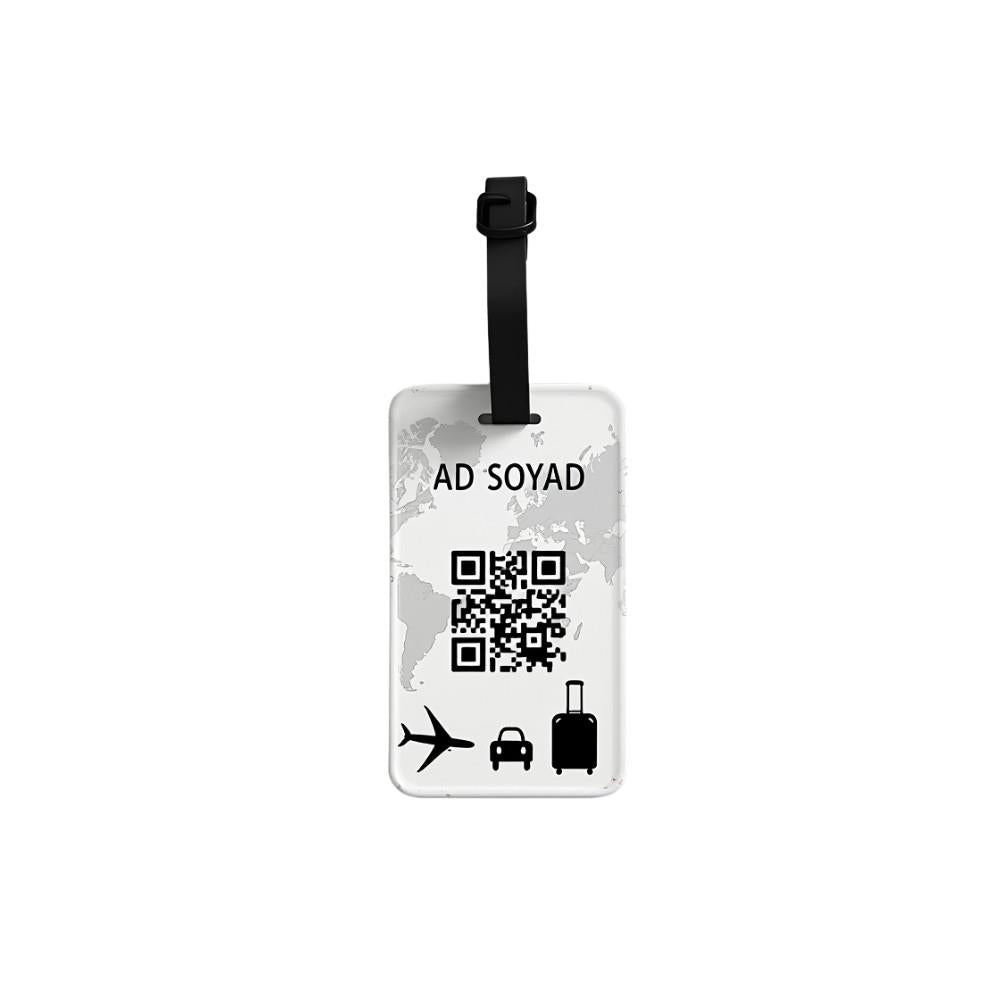 QR Kodlu PVC Valiz Etiketi - Haritalı Valiz Kartı