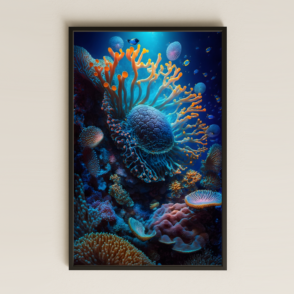 Renkli Mercan Resifi ve Tropik Balıklar Temalı Pleksi Tablo