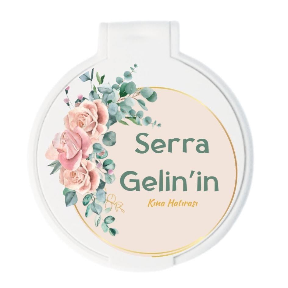 Serra Gelin'in Pastel Çiçekli Kına Hatırası Yuvarlak Ayna