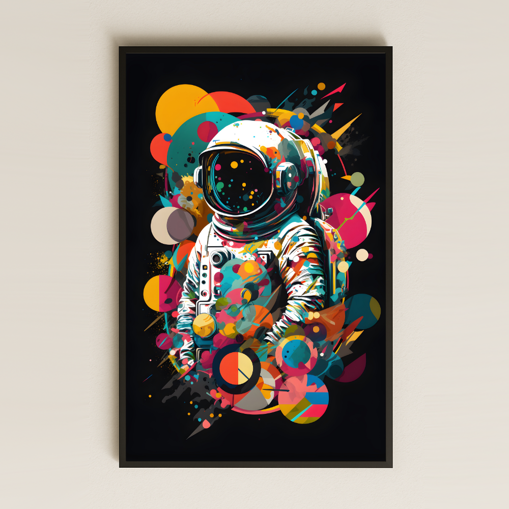 Soyut Renkli Pop Art Astronot Pleksi Tablo - Modern Kozmik Dekor