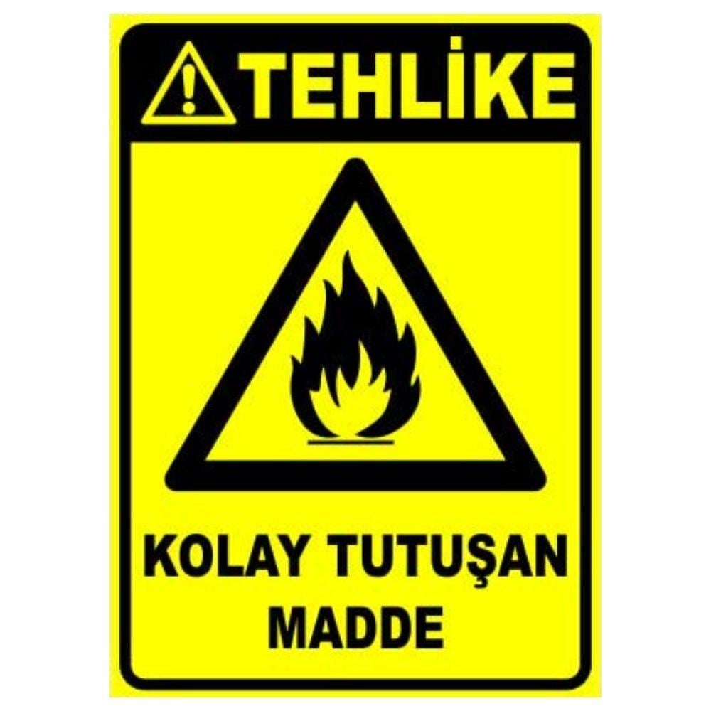 Tehlike Uyarı Levhası Kolay Tutuşan Madde