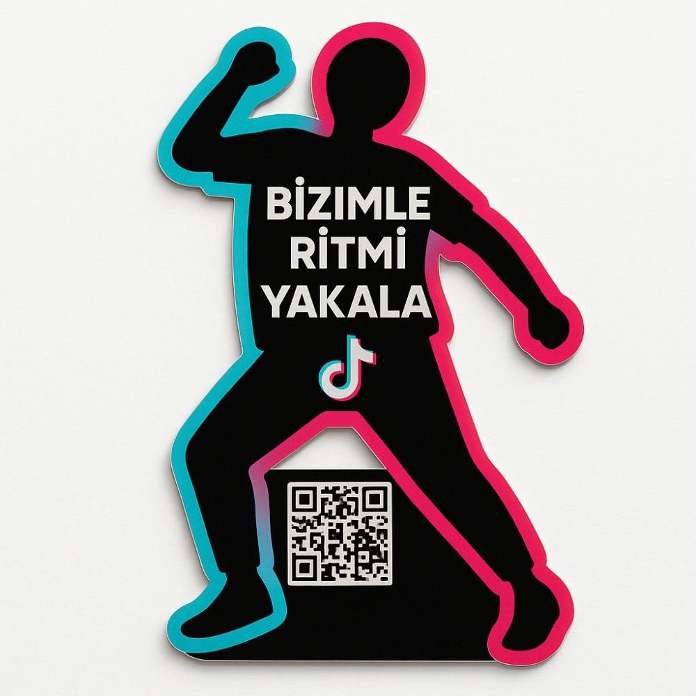 Tiktok Dans Figürü Şeklinde Takip Kartı - QR Kodlu