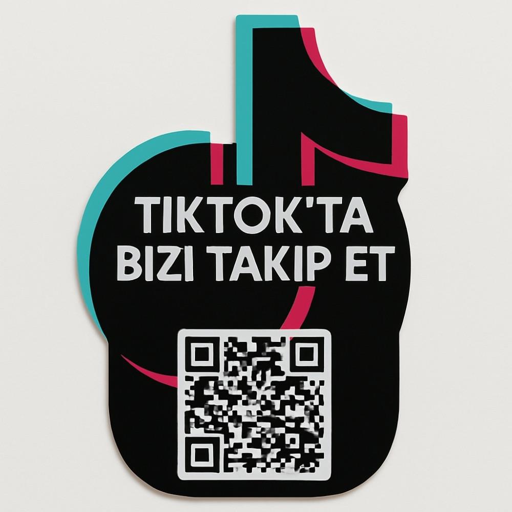 Tiktok Logo Şekilli Takip Kartı - QR Kodlu