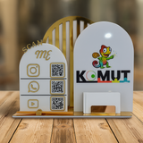 Üçlü QR Kod Masaüstü Sosyal Medya Pano – 30X25 Cm