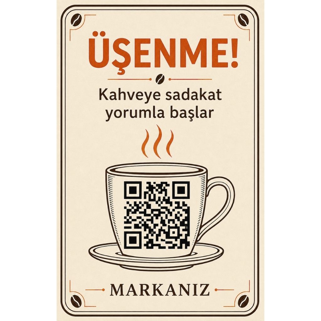 Google Yorum Kartı – Kahveye Sadakat | NFC Seçenekli