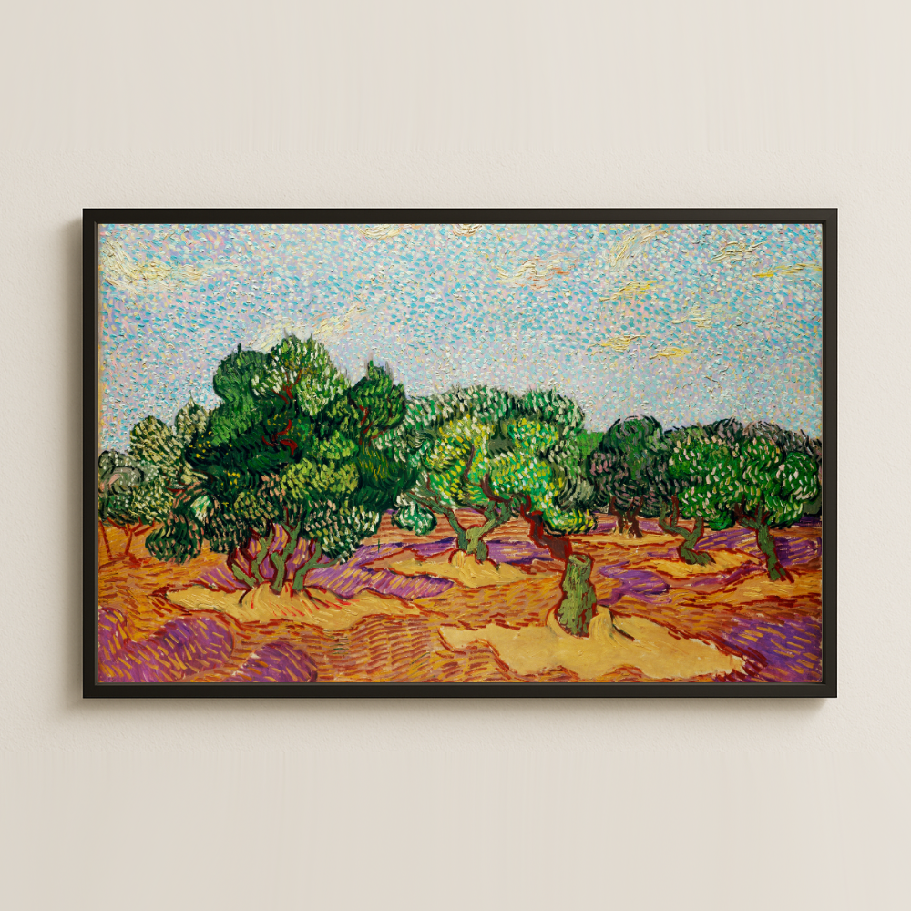 Van Gogh Zeytin Ağaçları ve Noktacılık Pleksi Tablo