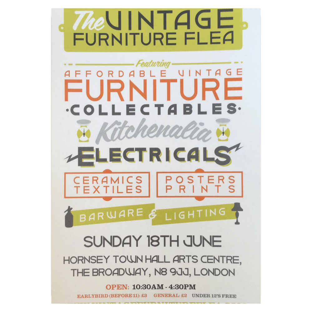 Vintage Furniture Flea Retro Poster | Ahşap Duvar Tablosu