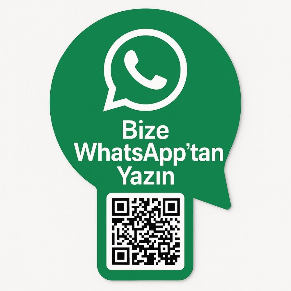 Whatsapp Logo Şekilli Kart - Bize Yazın QR Kodlu