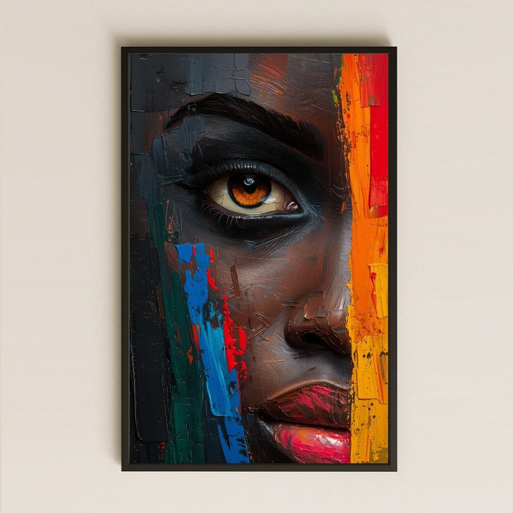 Yarı Abstre Afrika Portresi Şeffaf Pleksi Tablo