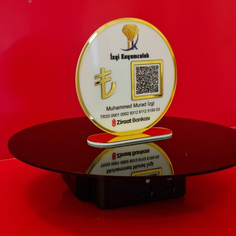 Yuvarlak Pleksi QR Kod ve Sosyal Medya Standı (12 cm)